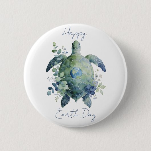 Happy Earth Day Turtle Design Ronde Button 5,7 Cm (Voorkant)