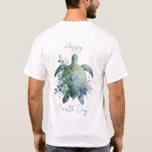 Happy Earth Day Turtle Design T-shirt (Achterkant)
