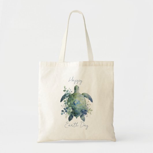 Happy Earth Day Turtle Design Tote Bag (Voorkant)