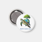 Happy Earth Day Turtle Planet and Tree Magneet (Voorkant / Achterkant)
