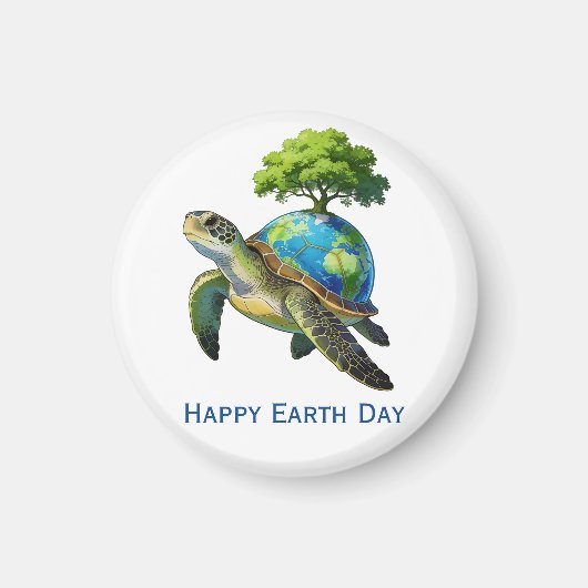 Happy Earth Day Turtle Planet and Tree Magneet (Voorkant)