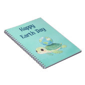 Happy Earth Day Turtle with Globe Notitieboek (Rechterzijde)