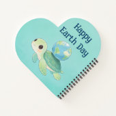 Happy Earth Day Turtle with Globe Notitieboek (Achterkant)