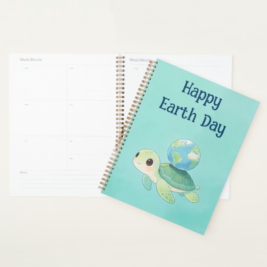 Happy Earth Day Turtle with Globe Planner (Display)