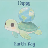 Happy Earth Day Turtle with Globe Sticker (Voorkant)