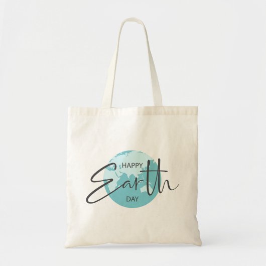 Happy Earth Day Typografie en Wereldbol Tote Bag (Voorkant)