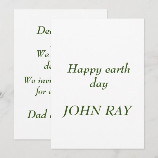 Happy Earth day-uitnodiging Kaart (Voorkant / Achterkant)