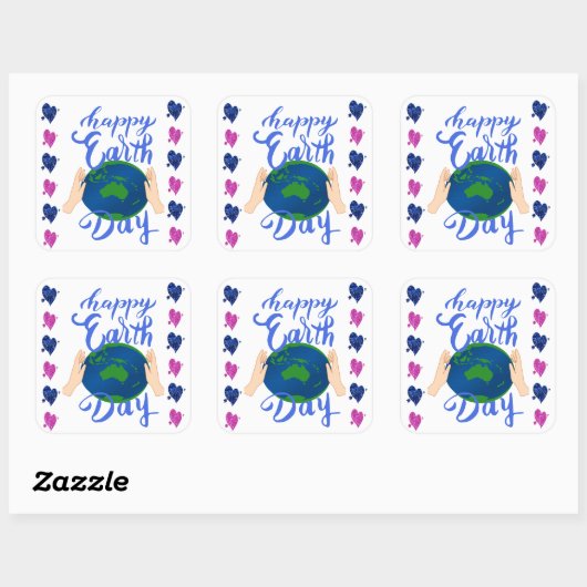 Happy Earth Day Vierkante Sticker (Vel)