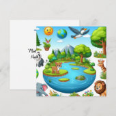 Happy Earth Day - Wereldbol Green Tree Water Conti Feestdagenkaart (Voorkant / Achterkant)