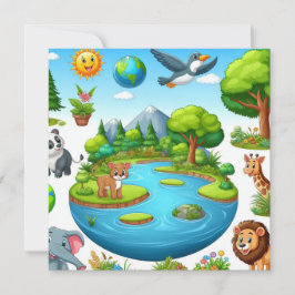 Happy Earth Day - Wereldbol Green Tree Water Conti Feestdagenkaart