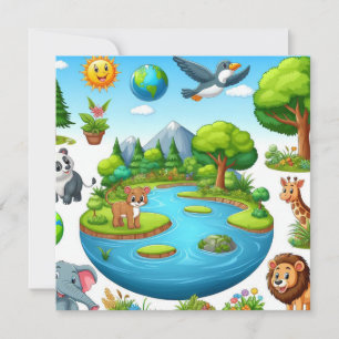 Happy Earth Day - Wereldbol Green Tree Water Conti Feestdagenkaart