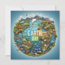Happy Earth Day - Wereldbol Green Tree Water Conti Feestdagenkaart
