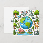 Happy Earth Day - Wereldbol Green Tree Water Conti Feestdagenkaart (Voorkant / Achterkant)