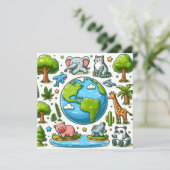 Happy Earth Day - Wereldbol Green Tree Water Conti Feestdagenkaart (Staand voorkant)