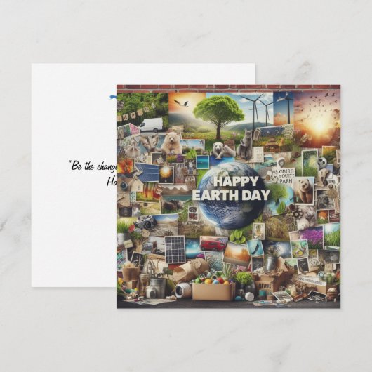 Happy Earth Day - Wereldbol Green Tree Water Conti Feestdagenkaart (Voorkant / Achterkant)