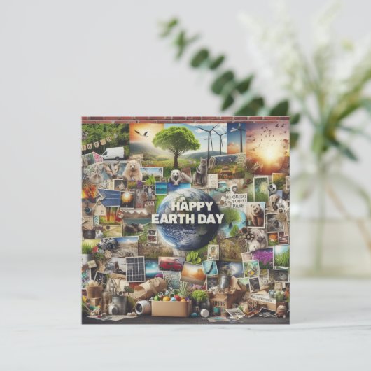 Happy Earth Day - Wereldbol Green Tree Water Conti Feestdagenkaart (Staand voorkant)