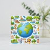 Happy Earth Day - Wereldbol Green Tree Water Conti Feestdagenkaart (Staand voorkant)