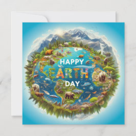 Happy Earth Day - Wereldbol Green Tree Water Conti Feestdagenkaart