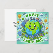 Happy Earth Day - Wereldbol Green Tree Water Conti Feestdagenkaart (Voorkant / Achterkant)