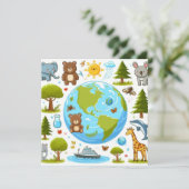 Happy Earth Day - Wereldbol Green Tree Water Conti Feestdagenkaart (Staand voorkant)