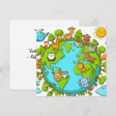 Happy Earth Day - Wereldbol Green Tree Water Conti Feestdagenkaart (Voorkant / Achterkant)