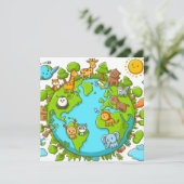 Happy Earth Day - Wereldbol Green Tree Water Conti Feestdagenkaart (Staand voorkant)