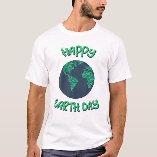 Happy Earth Day Wereldbol T-shirt (Voorkant)