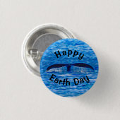 Happy Earth Day Whale Tail Blue Ocean Ronde Button 3,2 Cm (Voorkant /achterkant)