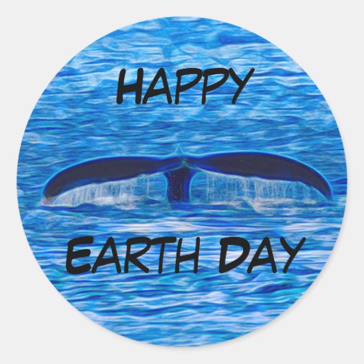 Happy Earth Day Whale Tail Natuur Ocean Lover Ronde Sticker (Voorkant)