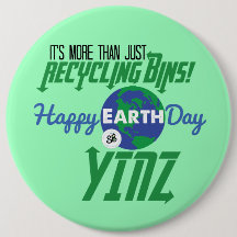 Happy Earth Day Yinz Mega Button Pin - groen