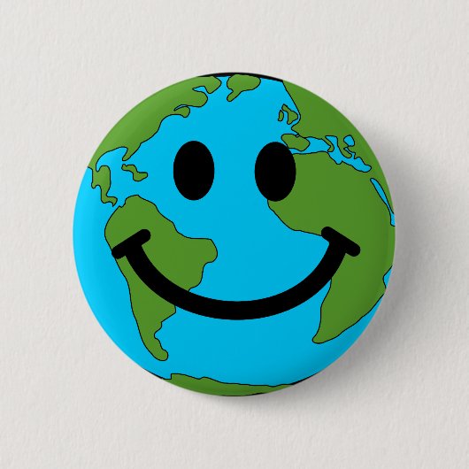 Happy Earth Face Ronde Button 5,7 Cm (Voorkant)