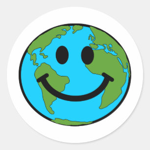 Happy Earth Face Ronde Sticker