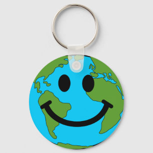 Happy Earth Face Sleutelhanger