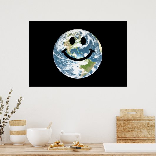 Happy Earth-gezicht Poster (Keuken)