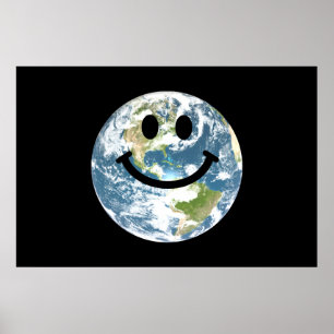 Happy Earth-gezicht Poster