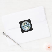 Happy Earth-gezicht Vierkante Sticker (Envelop)