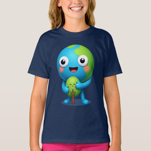 Happy Earth Hugging Tree Shirt Cute Nature (Voorkant)