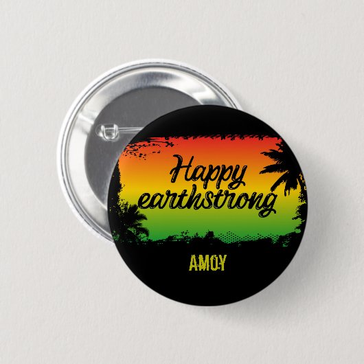Happy Earthstrong Jamaican Rasta Birthday Greeting Ronde Button 5,7 Cm (Voorkant /achterkant)