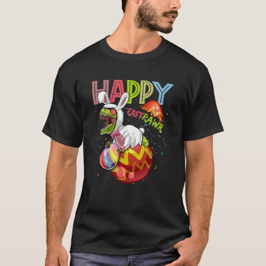 Happy East Rawr Bunny Dinosaur with Easter Eggs fo T-shirt (Voorkant)