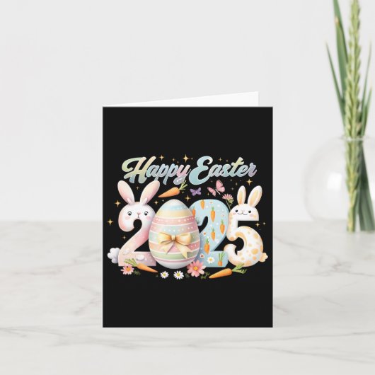 Happy Easter 2025 Bunny Rabbit Face Paasdag Wom Kaart (Voorkant)