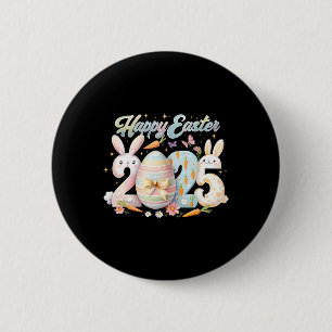 Happy Easter 2025 Bunny Rabbit Face Paasdag Wom Ronde Button 5,7 Cm