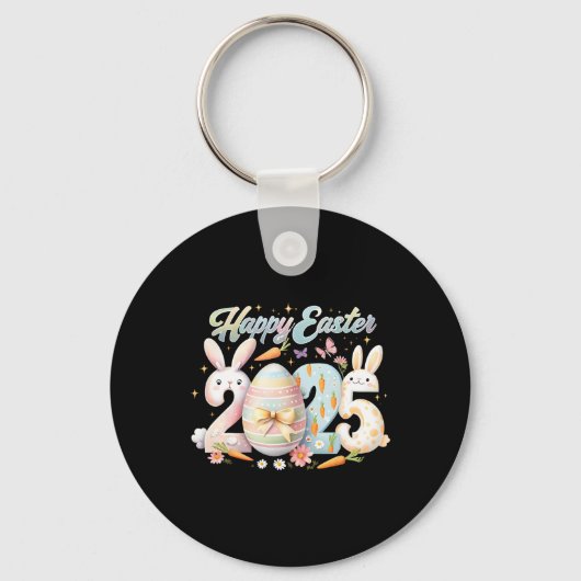 Happy Easter 2025 Bunny Rabbit Face Paasdag Wom Sleutelhanger (Voorkant)