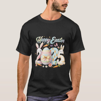 Happy Easter 2025 Bunny Rabbit Face Paasdag Wom T-shirt