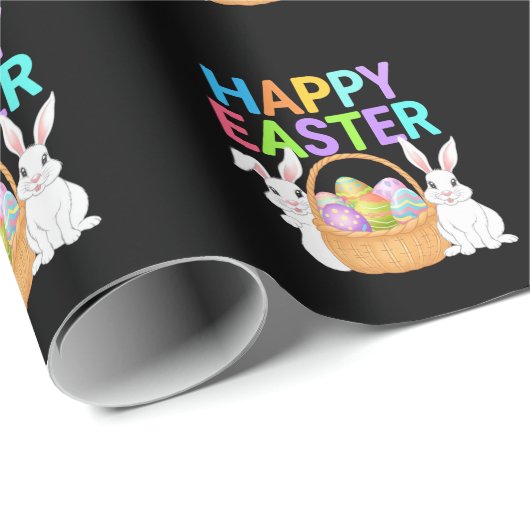 Happy Easter 2025 Eggs Bunny Schattige Konijn Cadeaupapier (Rol Hoek)