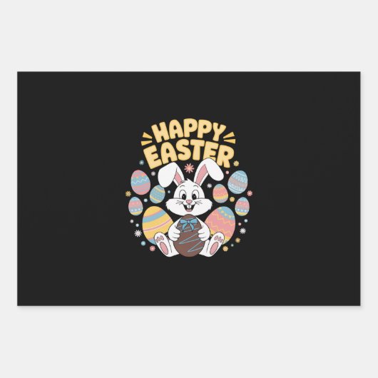 Happy Easter 2025 Eggs Bunny Schattige Konijn Inpakpapier Vel (Voorkant)
