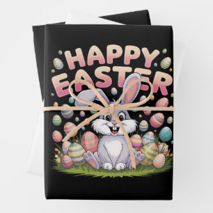 Happy Easter 2025 Eggs Bunny Schattige Konijn Inpakpapier Vel