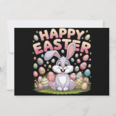 Happy Easter 2025 Eggs Bunny Schattige Konijn Kaart (Voorkant)
