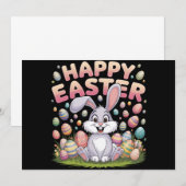 Happy Easter 2025 Eggs Bunny Schattige Konijn Kaart (Voorkant / Achterkant)
