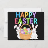 Happy Easter 2025 Eggs Bunny Schattige Konijn Kaart (Voorkant)