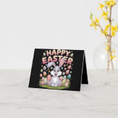 Happy Easter 2025 Eggs Bunny Schattige Konijn Kaart (Gele Bloem)